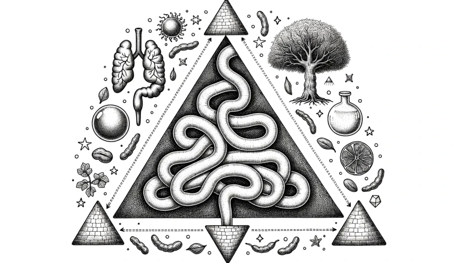 illustratie bij blog: De magische driehoek: darmflora, immuniteit en levensduur